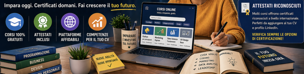 Corsi Online Gratuiti con Attestato: Migliori Piattaforme e Certificati Riconosciuti (2026)