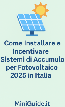 Come Installare e Incentivare Sistemi di Accumulo per Fotovoltaico 2025 in Italia: Vantaggi, Costi, Bonus e Ritorno Economico