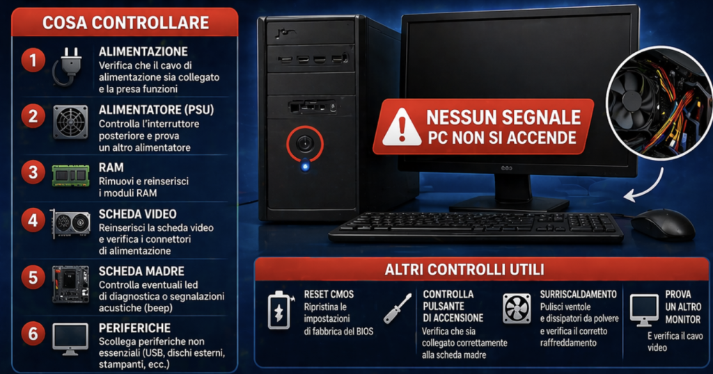 PC non si Accende: Cosa Controllare e Come Farlo Ripartire (2026)