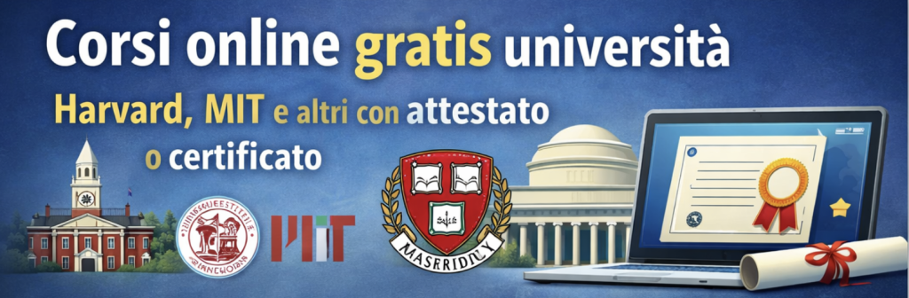 Corsi online gratis università: Harvard, MIT e altri con attestato o certificato (2026)