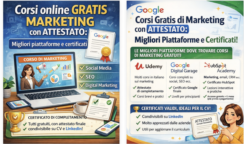 Corsi online gratis marketing con attestato: migliori piattaforme e certificati