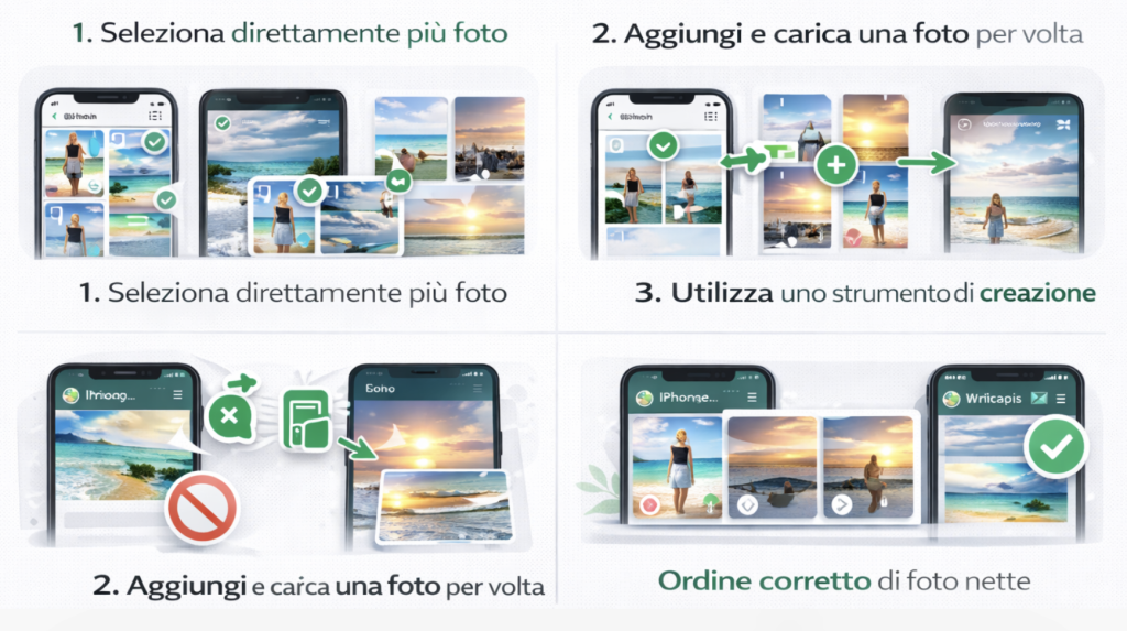 Come mettere più foto nello Stato WhatsApp: 3 metodi (Android e iPhone) + ordine corretto (2026)