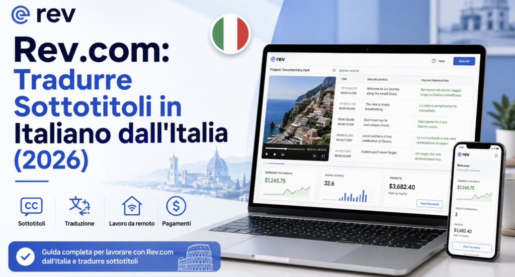 Rev.com: Tradurre Sottotitoli in Italiano dall'Italia (2026)