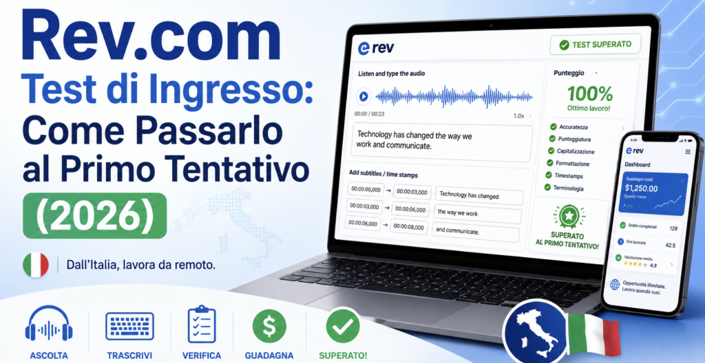 Rev.com Test di Ingresso: Come Passarlo al Primo Tentativo (2026)